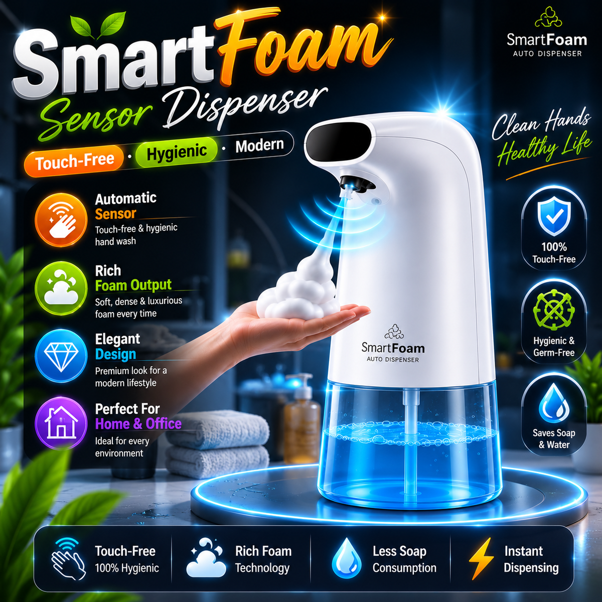 Automatic Sensor Foam Soap Dispenser – Touch-Free Hygiene for Modern Homes